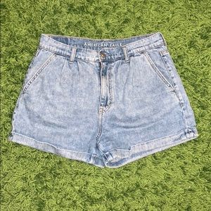 American Eagle paperbag high rise denim mom shorts